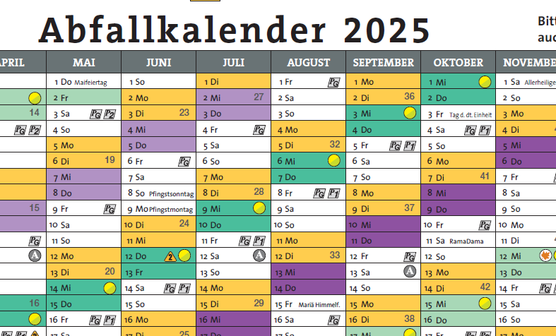 Bild Abfallkalender 2025 